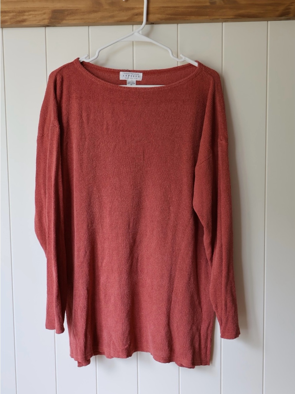 Vintage 1990s Compaigne Internationale Express Ribbed Silk Sweater in Terracotta